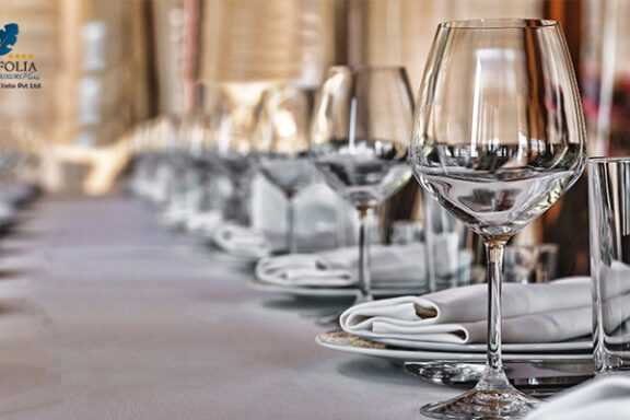 Elegant table setup with glasses and napkins
