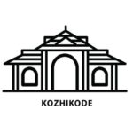 Line drawing of a building with Kozhikode text below