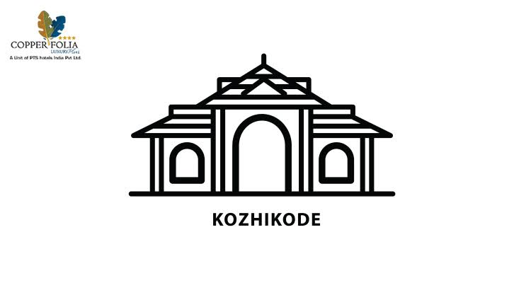 Line drawing of a building with Kozhikode text below