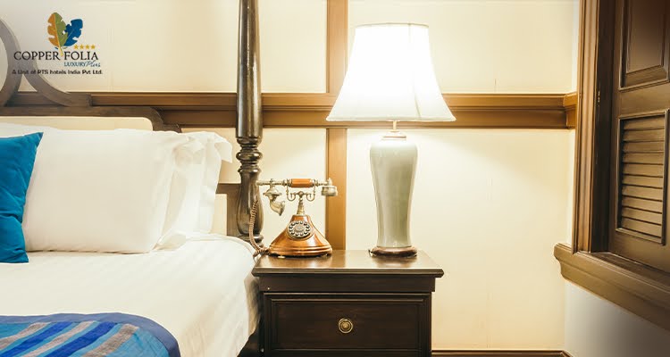 Premium hotel room with soft pillows neat bed and warm lamp