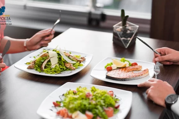 Couple having dinner at a restaurant