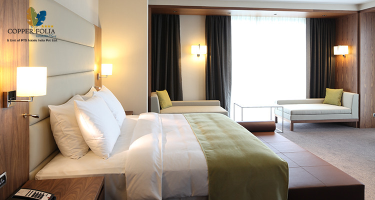 Luxury hotel room interior with modern elegant furnishings