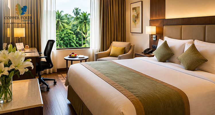 Modern hotel room with comfortable stay and premium amenities